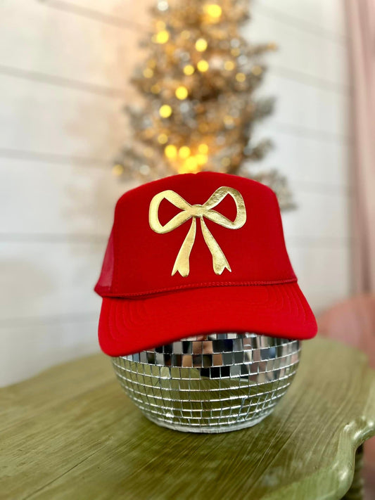 Red Hat with Gold Bow