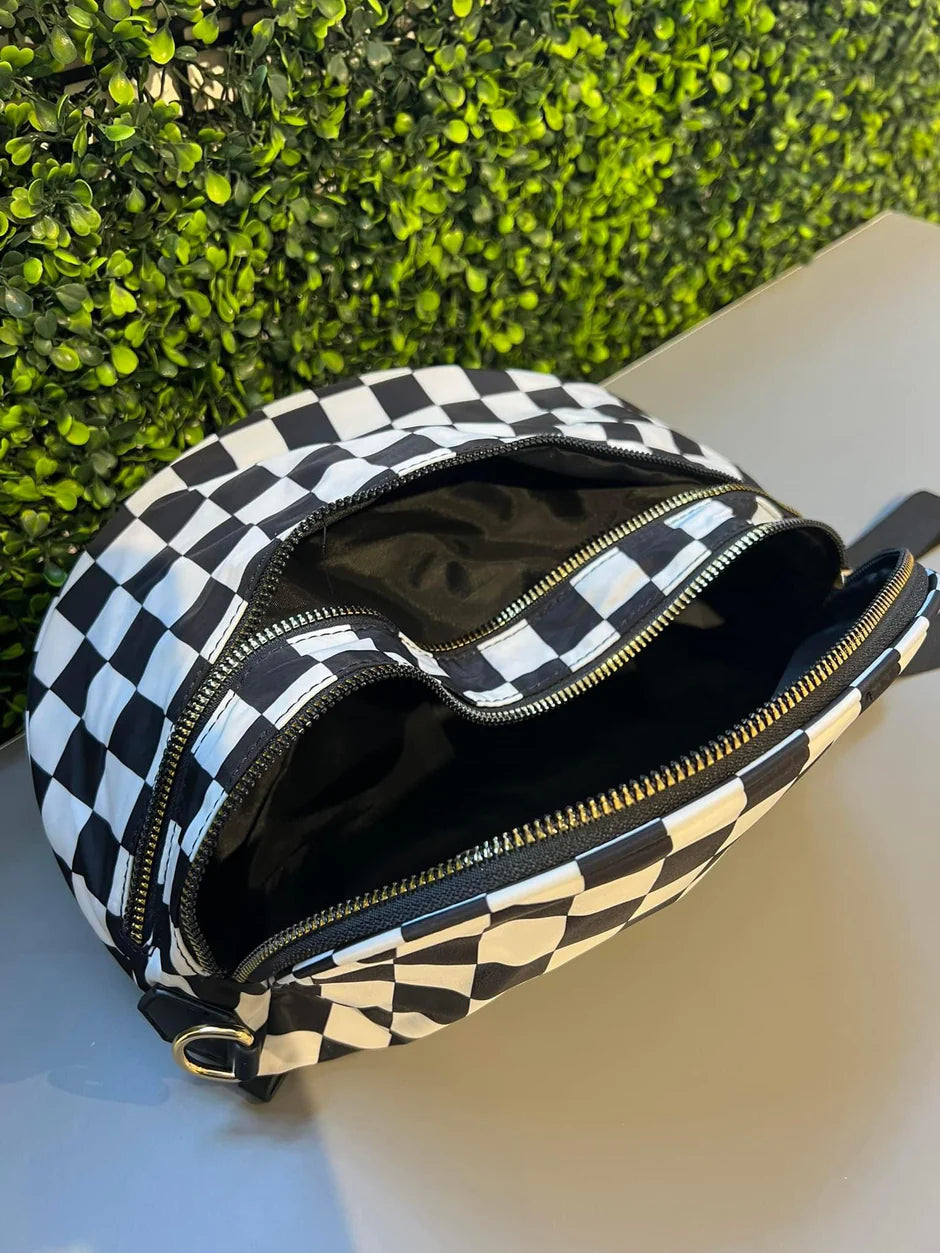 Checkered Nylon Bum Bag