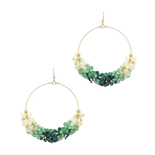 Green Ombre Flower Earrings