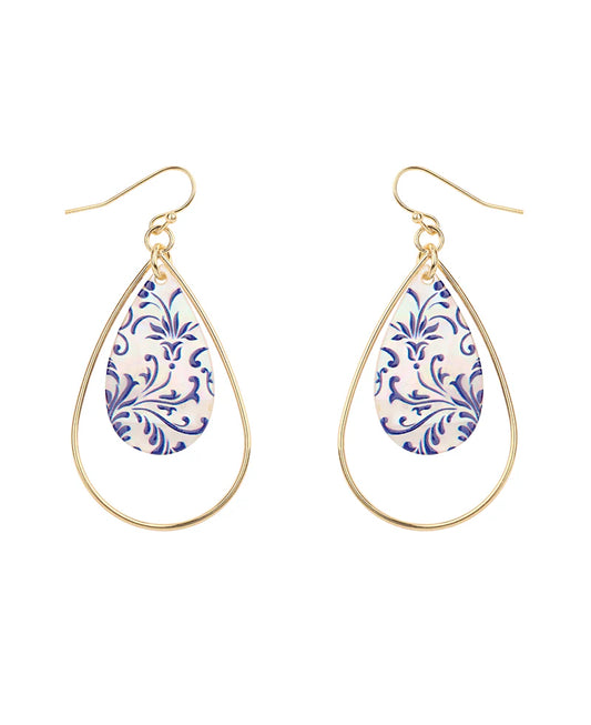 Blue & White Teardrop Earrings