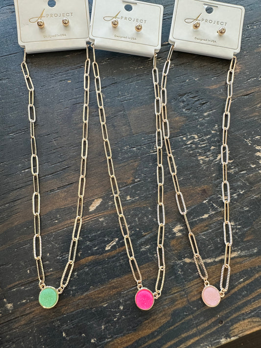 Druzy Necklace w/Earrings