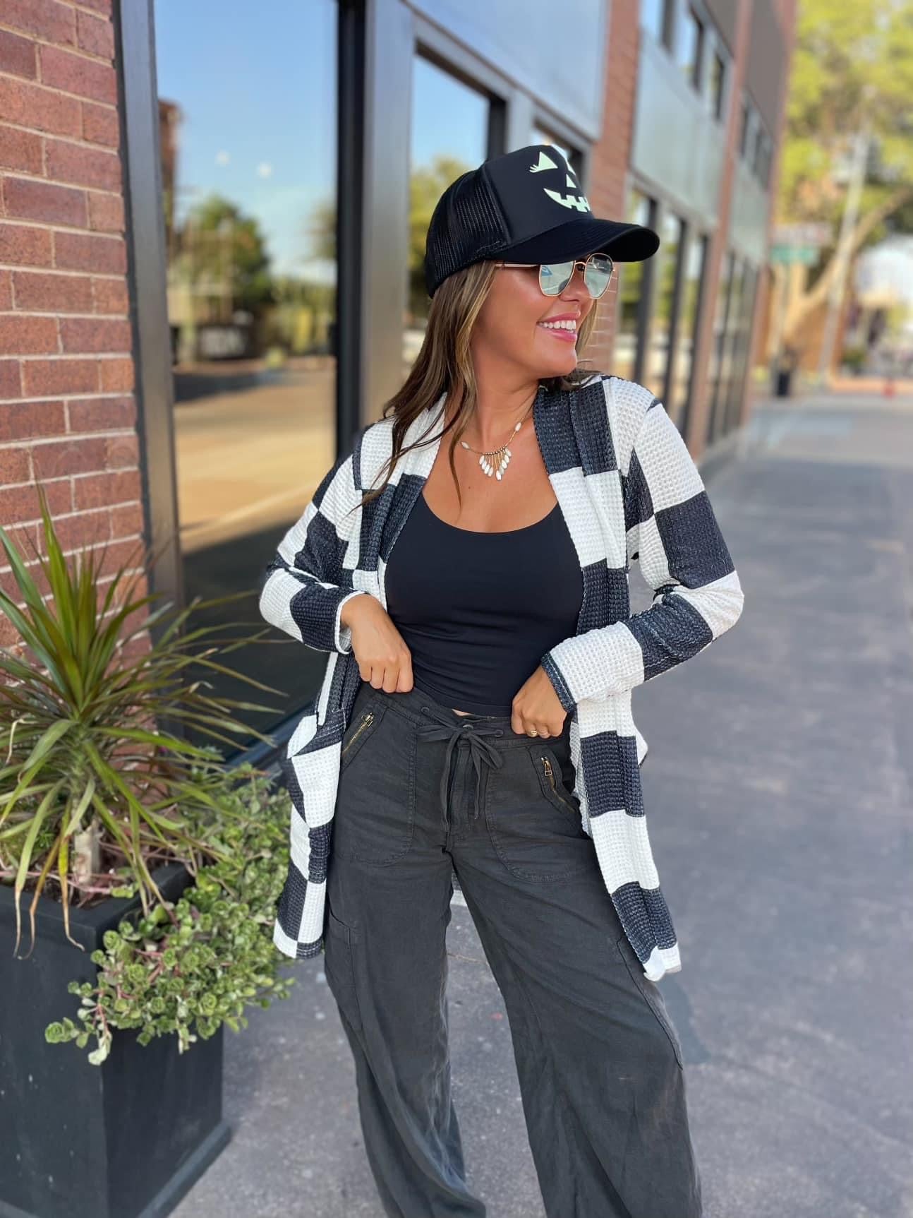 Black and White Check Cardi