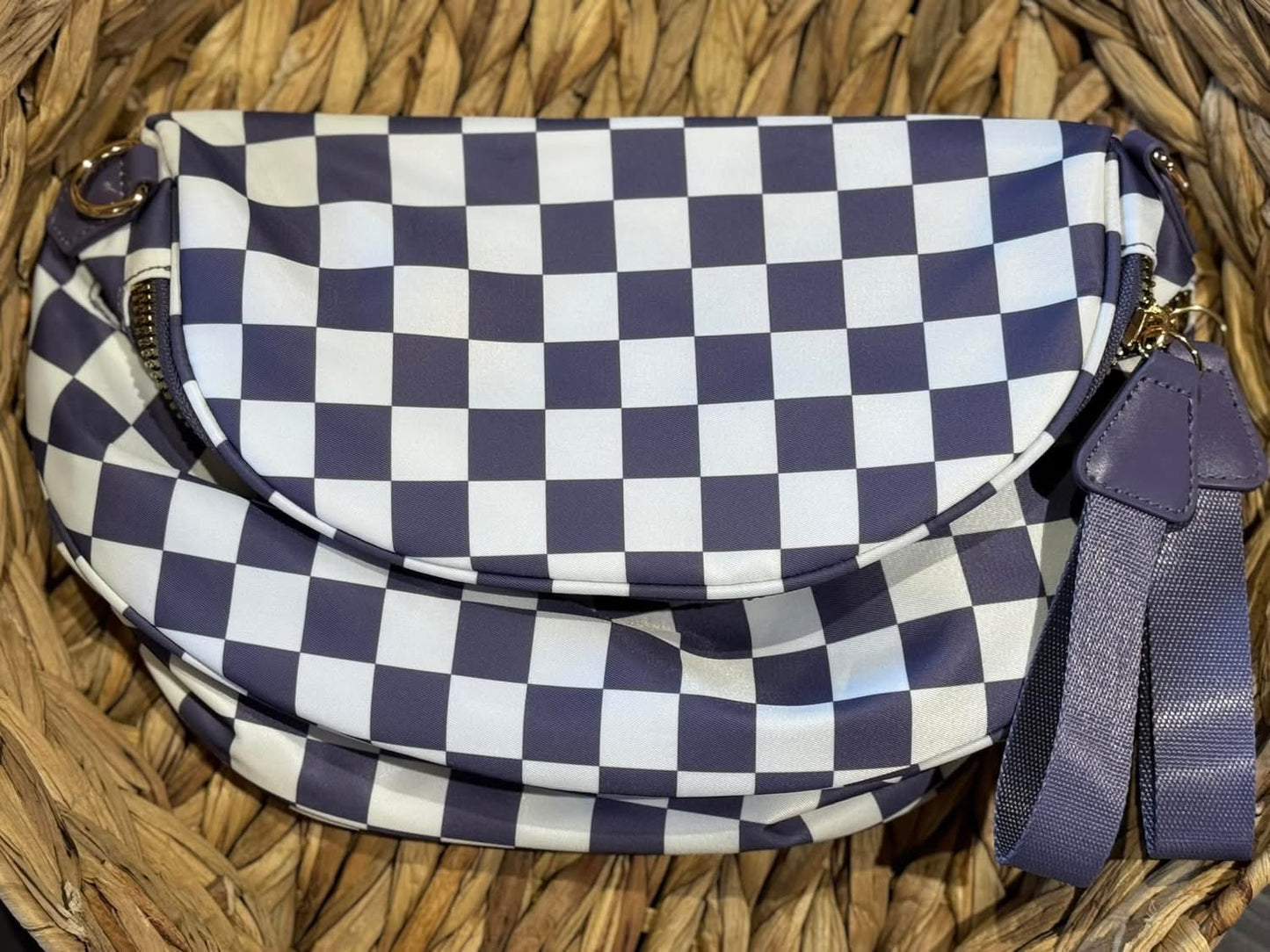 Checkered Nylon Bum Bag