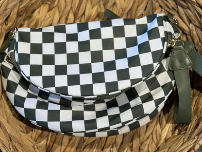 Checkered Nylon Bum Bag