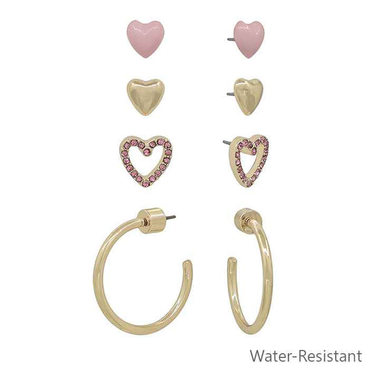 Set of 4 Heart Studs & Hoops