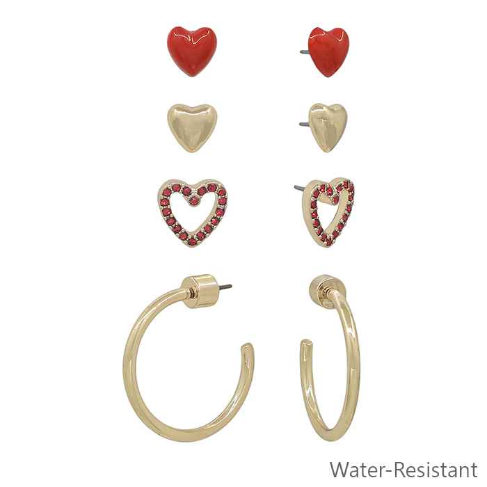 Set of 4 Heart Studs & Hoops