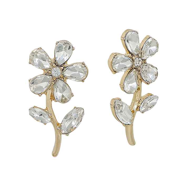 Clear Crystal Flower Earrings