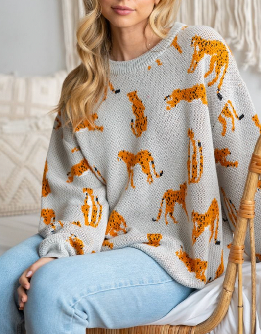 Long Sleeve Cheetah Print Sweater