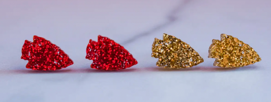 Kansas City Football Glitter Arrowhead Studs 2 Pack