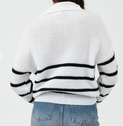 Striped Half Zip Sweater