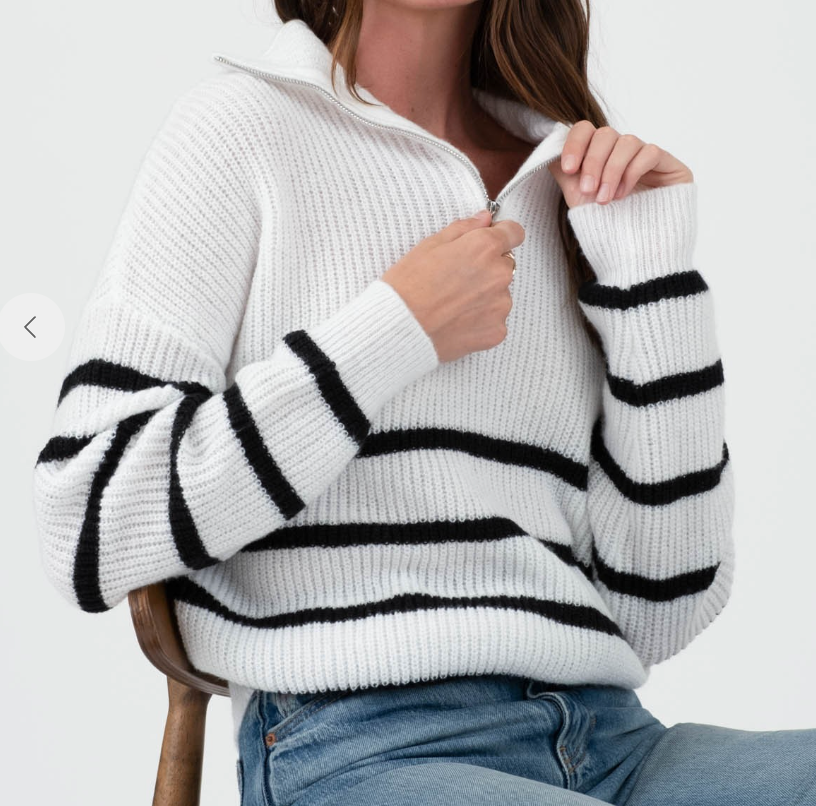 Striped Half Zip Sweater