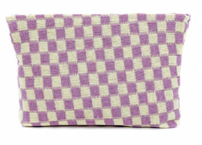 Checkered Cosmetic Bag Clutch