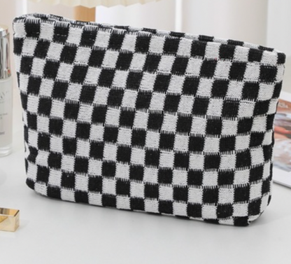 Checkered Cosmetic Bag Clutch