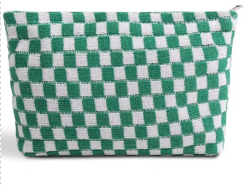 Checkered Cosmetic Bag Clutch