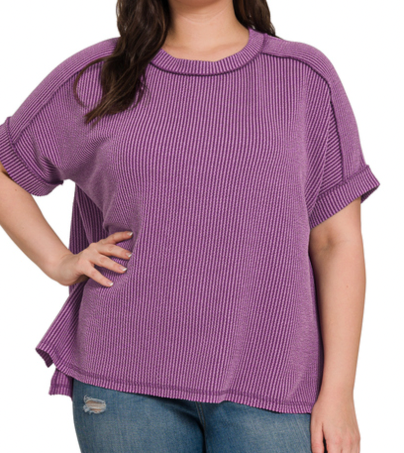 Ribbed Cuff Sleeve Top