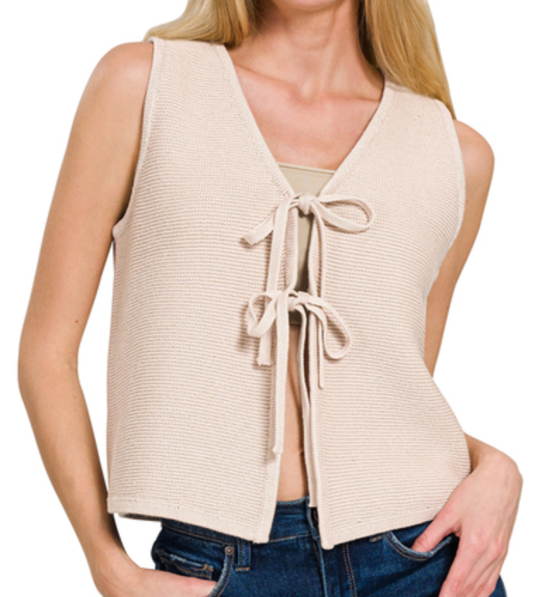 Tie Front Sweater Vest