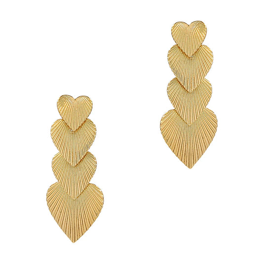 Gold Textured Heart Earrings